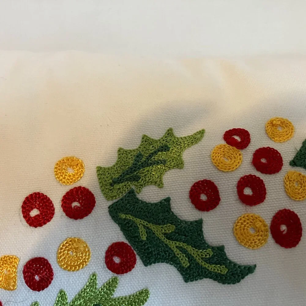 Devi Designs Pillow Embroidery Design Christmas JOY 24 x 12 Embroidered W/Tags.